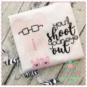 1255 Christmas Pink Bunny PJs Sketch Design Embroidery