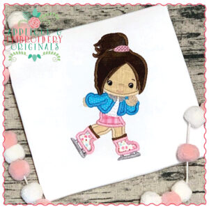 1306 Ice Skating Girl with Ponytail Applique Design