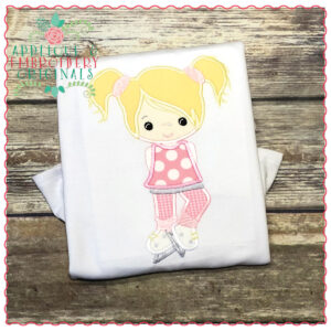 1307 Ice Skating Girl with Pigtails Applique Design