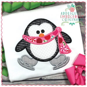 1309 Ice Skating Penguin Applique Design