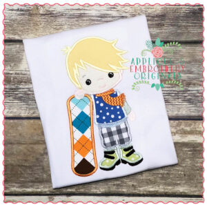 1311 Winter Snow Snowboarding Boy Applique Design