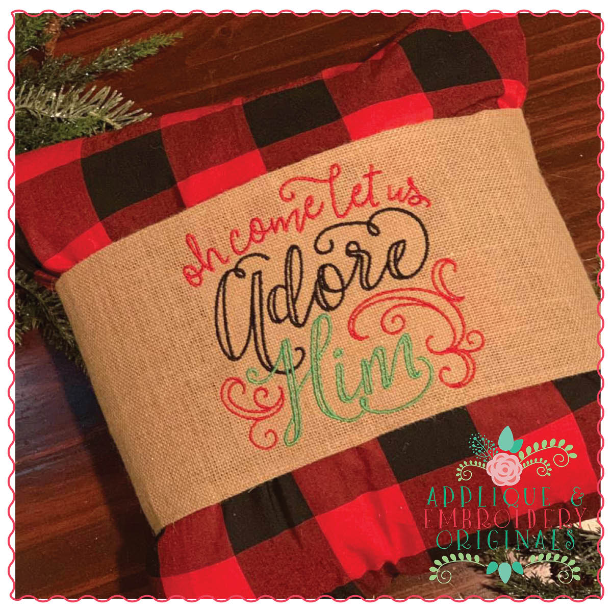 1325 Let Us Adore Him Christmas Embroidery Design