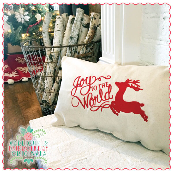 1336 Joy to the World with Deer Embroidery Design - Image 2