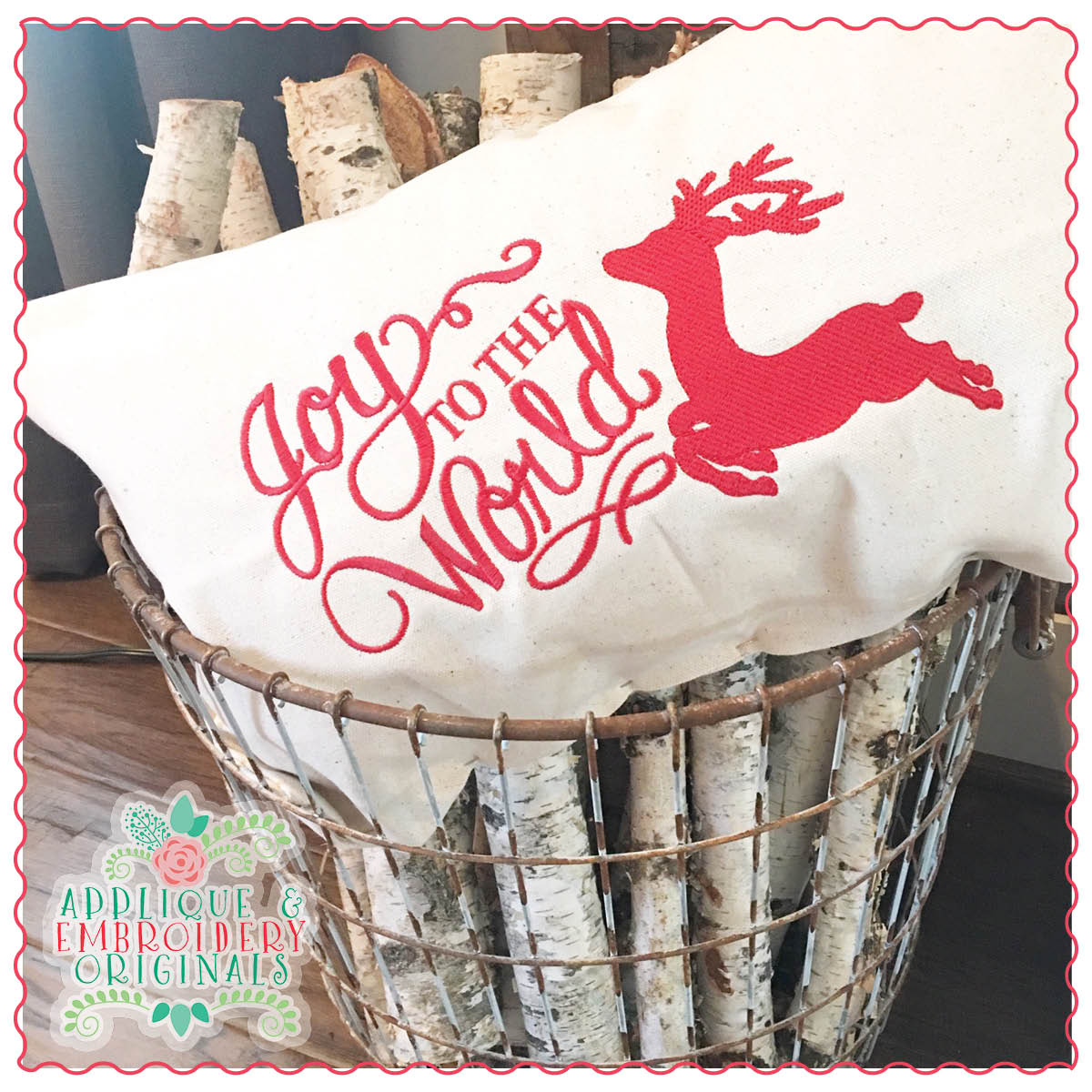 1336 Joy to the World with Deer Embroidery Design