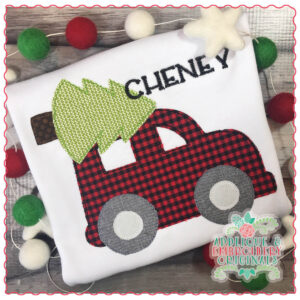 1342 Car Christmas Tree Simple Stitch Applique Design