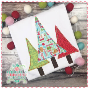 1343 Christmas Tree Trio Simple Stitch Applique Design