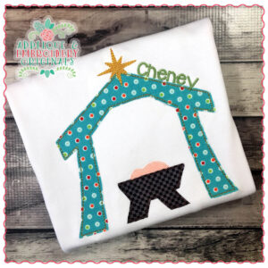 1344 Nativity Manger Scene Simple Stitch Applique Design