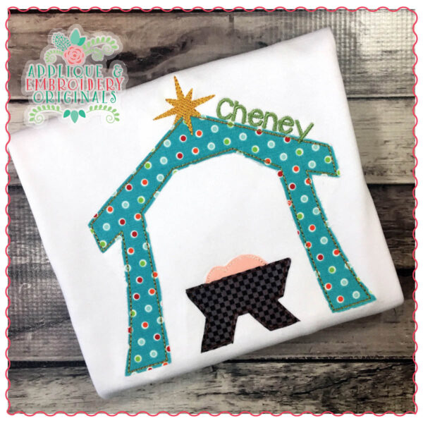 1344 Nativity Manger Scene Simple Stitch Applique Design