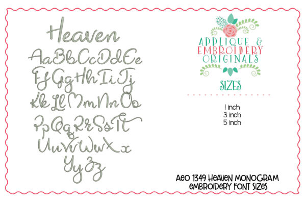 1349 Heaven Embroidery Font - Image 2