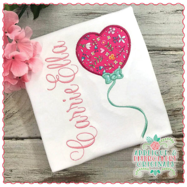 1353 Heart Balloon Applique Design