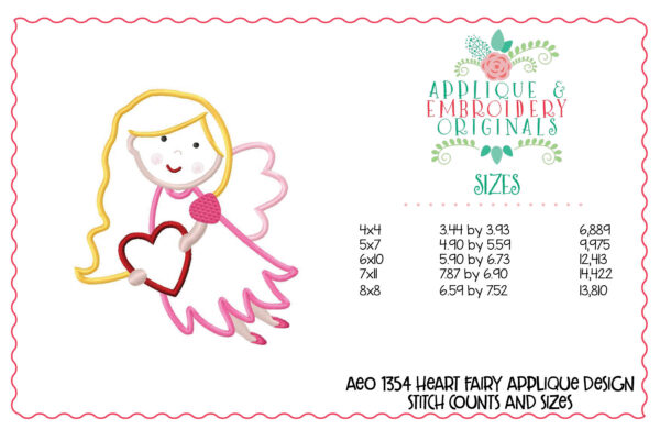 1354 Heart Fairy Applique Design - Image 4