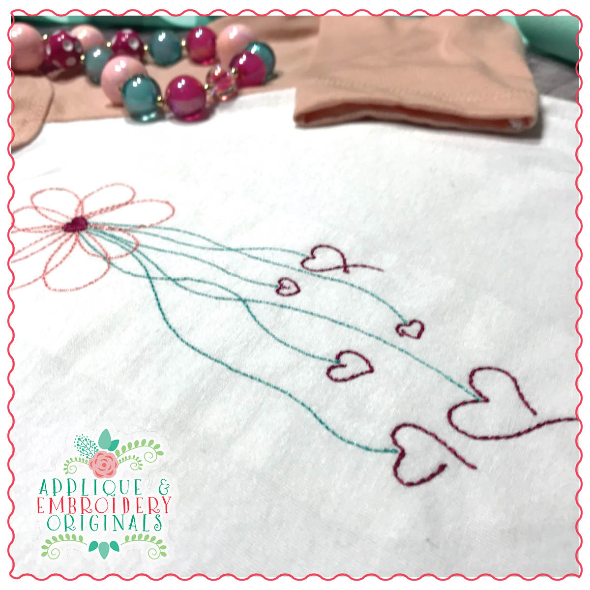 1357 Heart Strings Vintage Embroidery Design