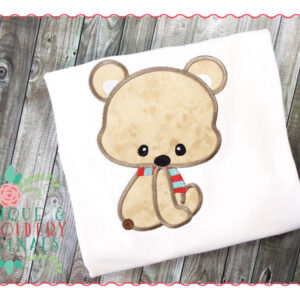 137 Bear with Scarf Boy Applique Design