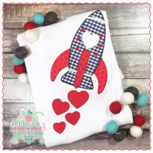 1380 Rocket with Hearts Applique Design