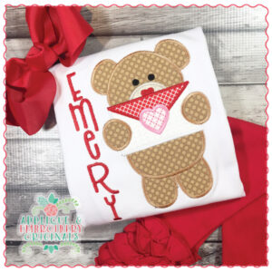 1383 Teddy Bear Love Letter Applique Design