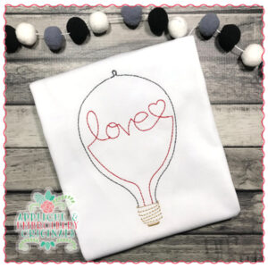 1398 Love Lightbulb Embroidery Design
