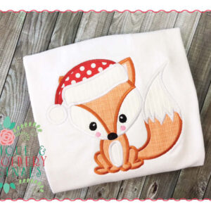 140 Fox Santa Hat Applique Design