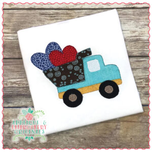 1406 Truck Hearts Simple Stitch Applique Design