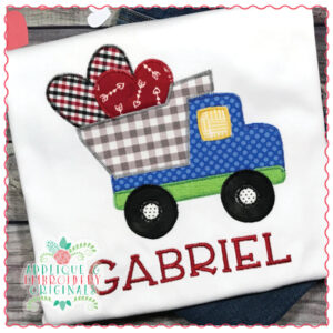 1408 Truck Hearts Zig Zag Stitch Applique Design