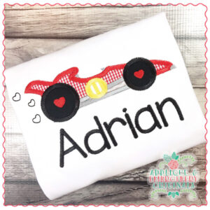 1411 Valentine's Race Car Applique Design
