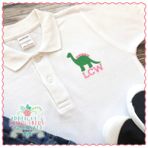 1417 Dinosaur with Hearts Mini Embroidery Design