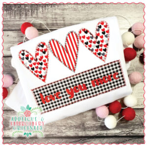 1421 Love You More Trio Blanket Stitch Applique Design