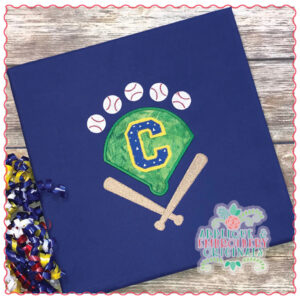 1438 Baseball Monogram Frame Applique Design