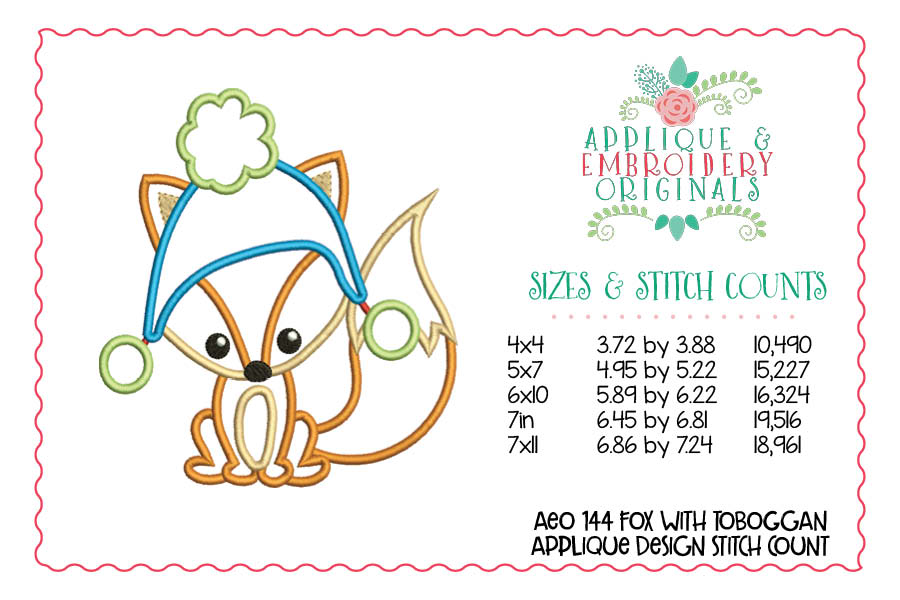 AEO 144 Fox with Toboggan Applique Design