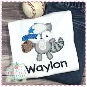 1440 Baseball Raccoon Applique Design