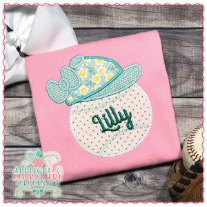 1442 Girl Baseball Hat Applique Design