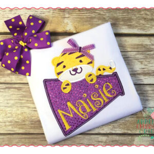 1448 Tiger Megaphone Football Mascot Applique Design