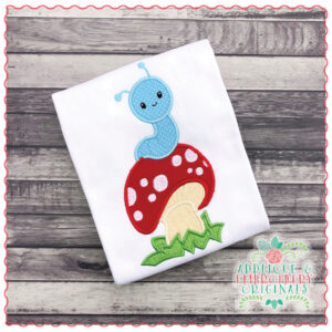 1459 Caterpillar and Mushroom Applique Design