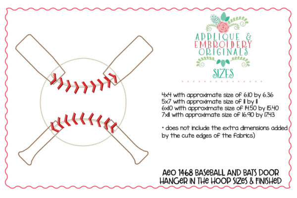 1468 Baseball Softball Bats Door Hanger In-The-Hoop1468 Baseball Softball Bats Door HangerApplique Design - Image 3
