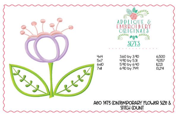 1473 Contemporary Flower 1 Applique Design - Image 4