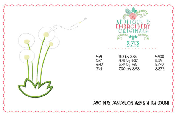 1475 Dandelions Applique Design - Image 2