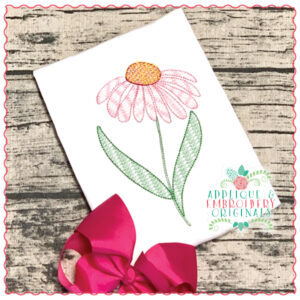 1482 Single Daisy Motif Sketch Embroidery Design