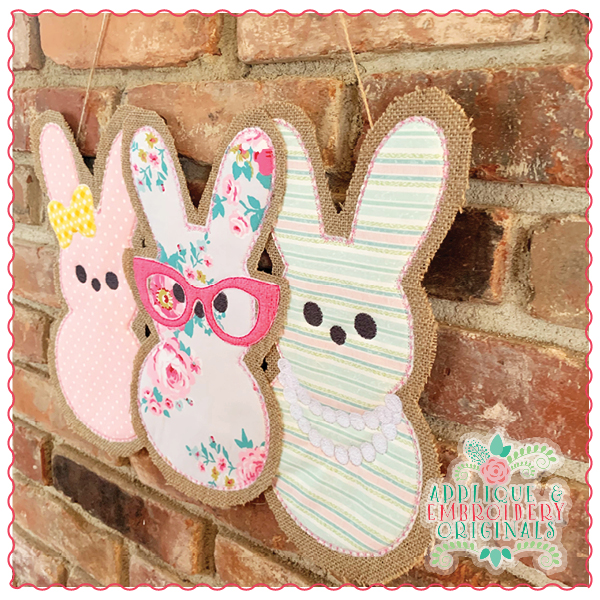 AEO 1486 Marshmallow Bunny Girl Trio Door Hanger 2