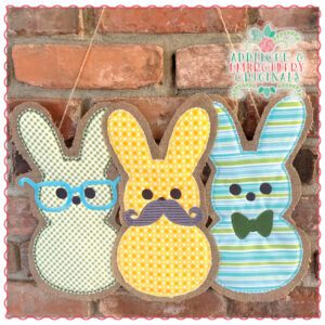 1487 Marshmallow Bunny Boy Trio Door Hanger
