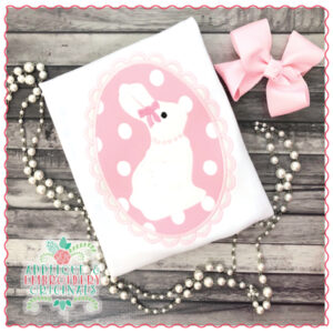 1508 Bunny Girl in Scalloped Egg Applique Design