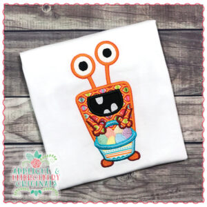 1514 Monster with Easter Egg Basket Applique Design