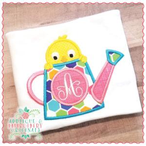 1543 Chick in Watering Can Applique Design