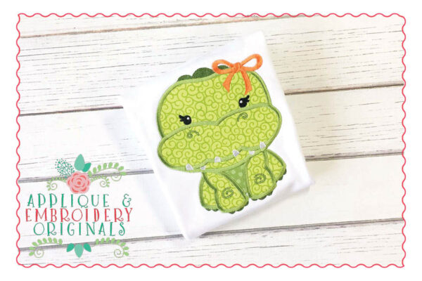 155 Gator Mascot Girl Bow Applique Design
