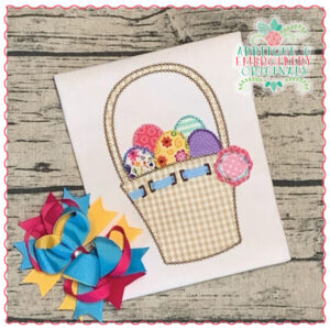 1550 Frayed Flower Easter Basket Applique Design