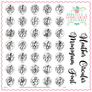 1552 Heather Circle Monogram Embroidery Font