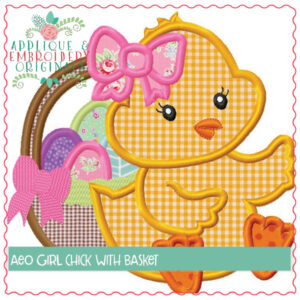 1566 Girl Chick with Basket Applique Design
