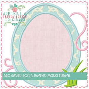 1579 Easter Egg Shaped Monogram Frame Applique Design