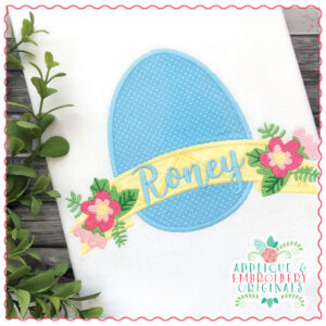 1580 Easter Egg with Floral Bunting Applique Design
