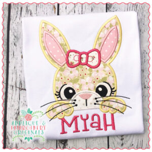 1601 Bunny Peeker Girl Applique Design