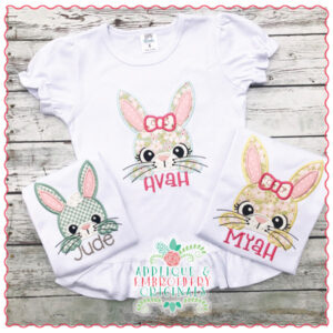 1602 Bunny Peeker Boy & Girl Set Applique Design