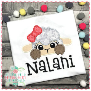 1610 Lamb Peeker Girl Applique Design